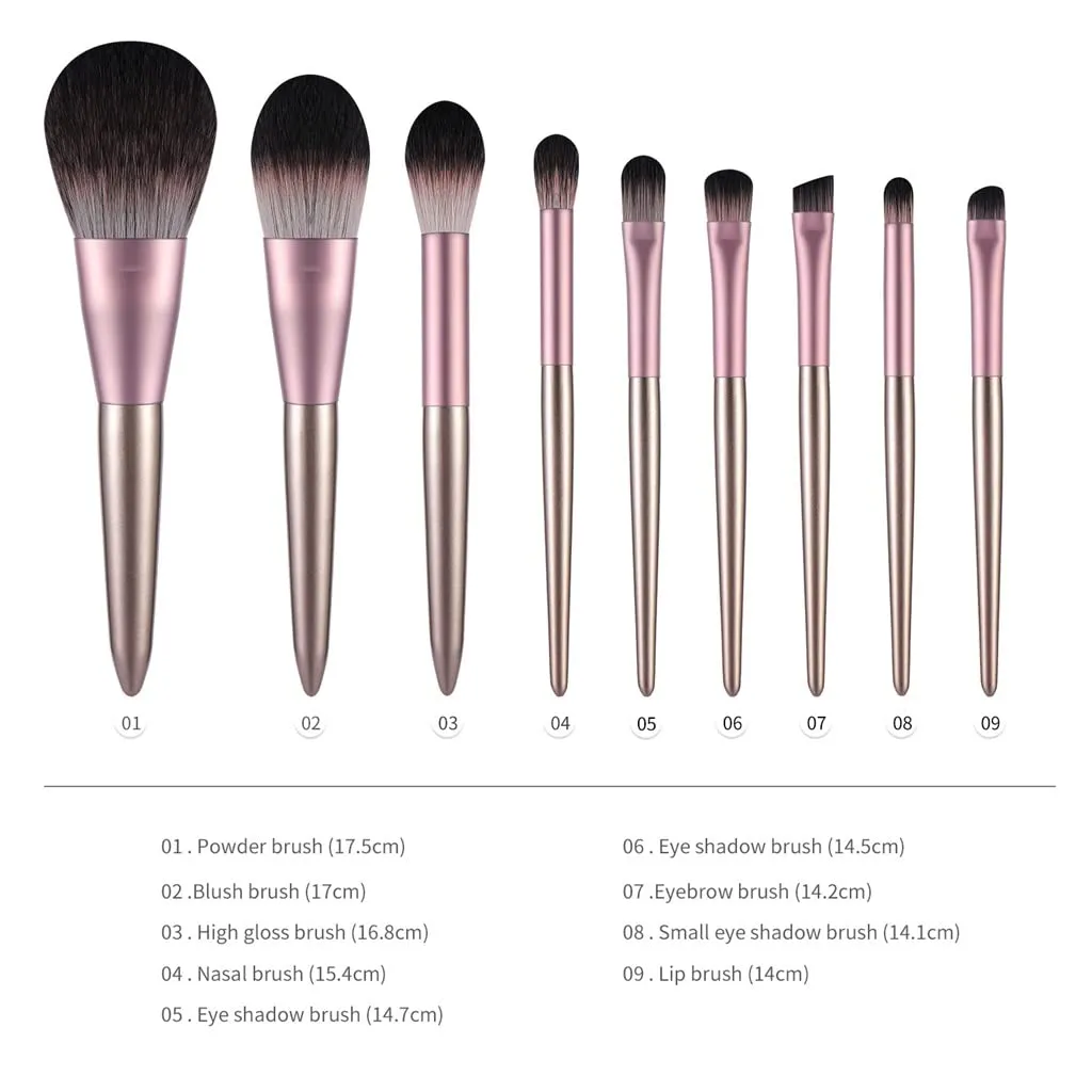 Face Eye Shadow Makeup Brush Set Eyeshadow Eyeliner Lip Foundation Cosmetic Blush Makeup Brushes 9pcs