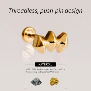 Flat Back Earrings | Hypoallergenic Stud Earrings for Women | Flatback, No-Poke Design | Implant-Grade Titanium Made | Lobe & Cartilage Earrings for Women | Gold & Silver