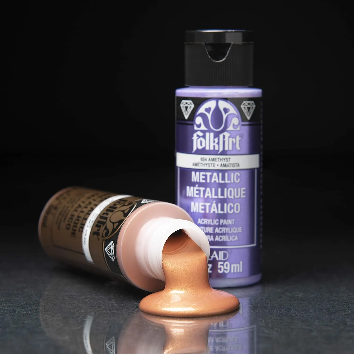 Folkart Color Acrylic Paint Set, 2 oz, 18 Metallics
