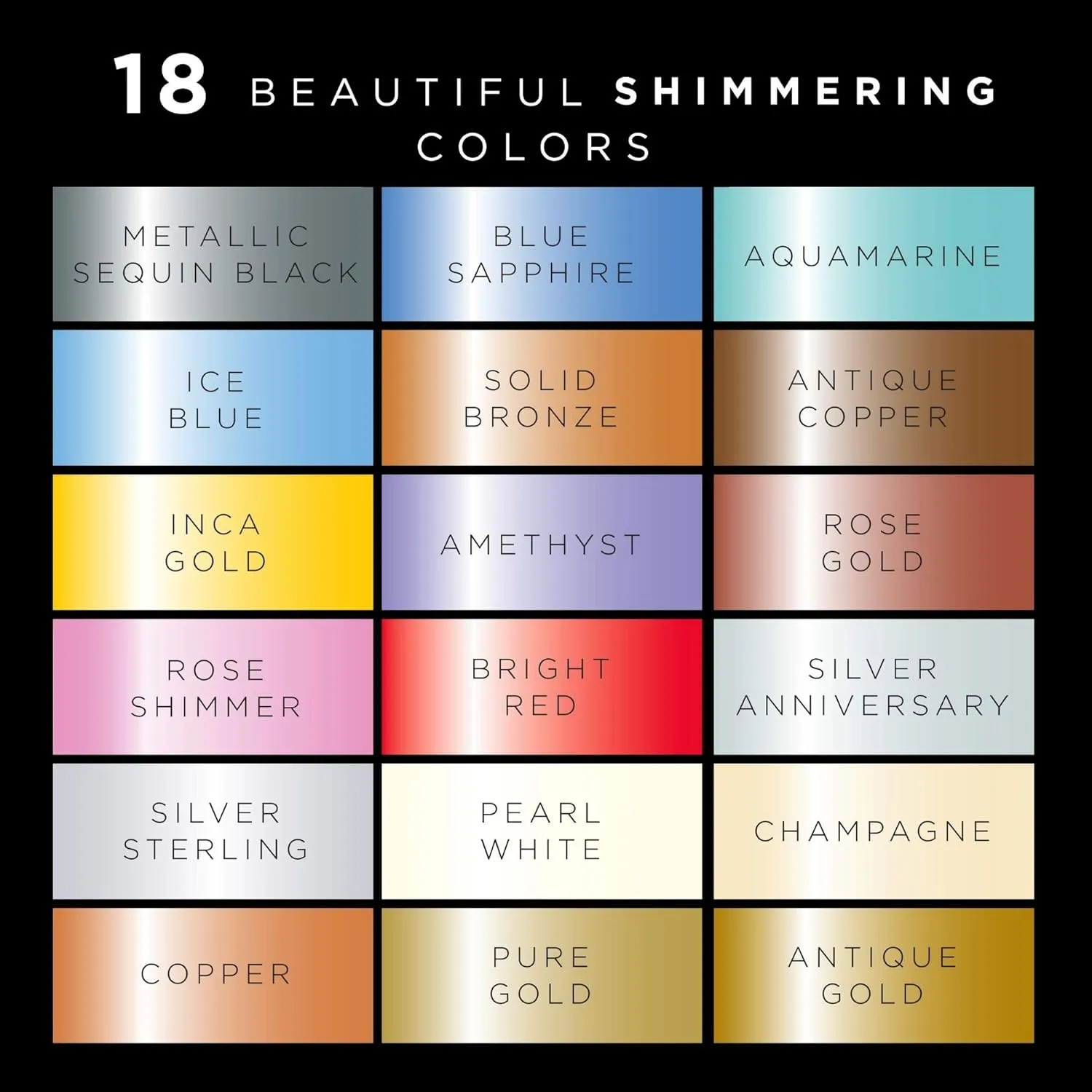 Folkart Color Acrylic Paint Set, 2 oz, 18 Metallics