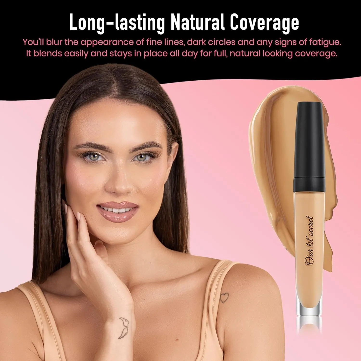 Frankie Rose Cosmetics Our Lil' Secret Concealer Sweat-Proof & Matte Under Eye Concealer, Long Lasting Full Coverage For Fine Lines, Dark Circles & Hide Imperfections - Ginger