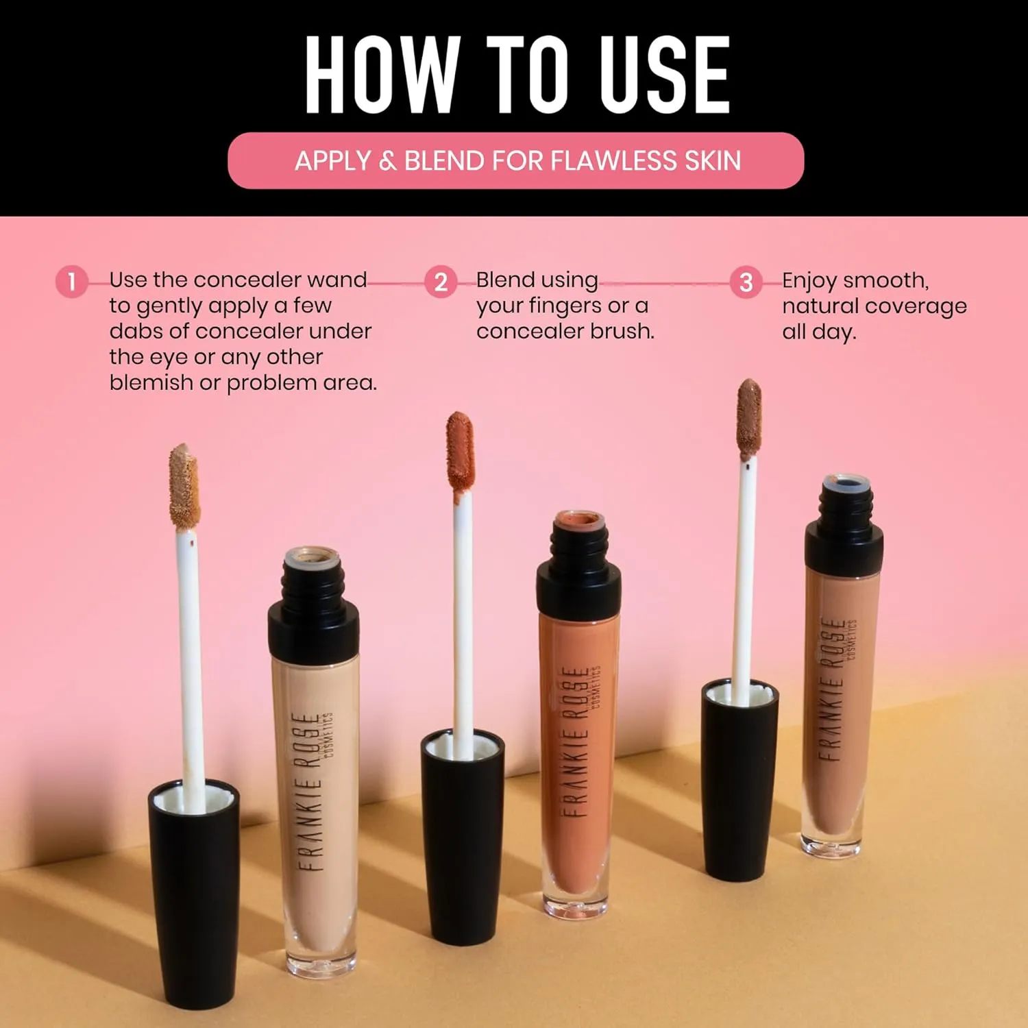 Frankie Rose Cosmetics Our Lil' Secret Concealer Sweat-Proof & Matte Under Eye Concealer, Long Lasting Full Coverage For Fine Lines, Dark Circles & Hide Imperfections - Ginger