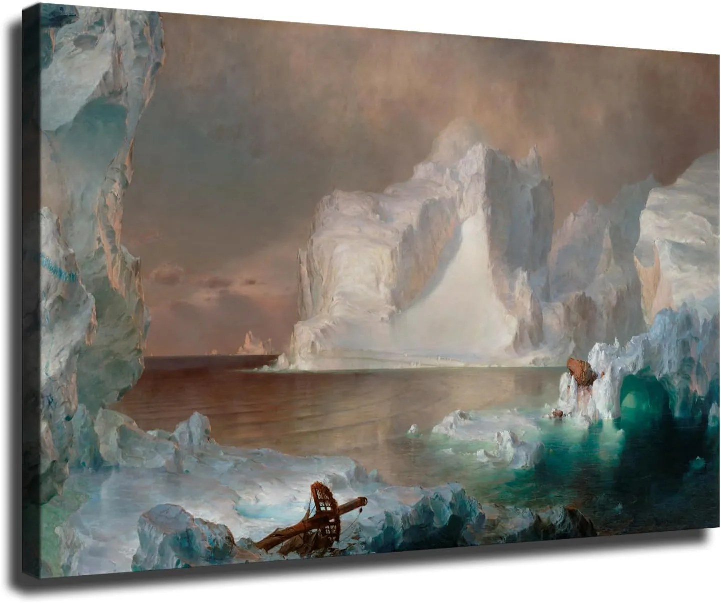 Frederic Edwin Church painting artwork- The Icebergs Poster Canvas Printing Wall Art Decor Aesthetics Living Room Bedroom Home Background (24x36inch-Unframed)