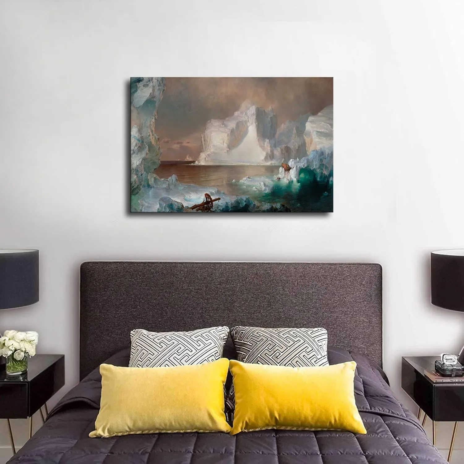 Frederic Edwin Church painting artwork- The Icebergs Poster Canvas Printing Wall Art Decor Aesthetics Living Room Bedroom Home Background (24x36inch-Unframed)