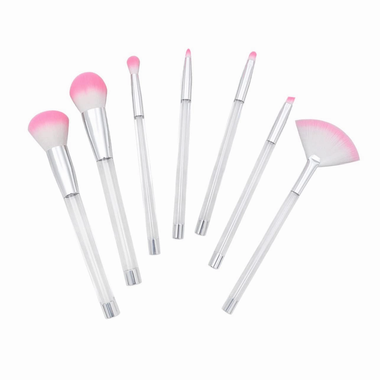 GALPADA 7pcs Crystal Handle Makeup Brush Set with Transparent Design Empty Tube for Custom Sand Filling for Daily and Soft Bristles for Application