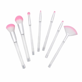 GALPADA 7pcs Crystal Handle Makeup Brush Set with Transparent Design Empty Tube for Custom Sand Filling for Daily and Soft Bristles for Application