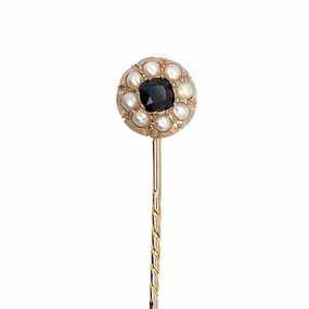 Garnet & Pearl Tie Pin