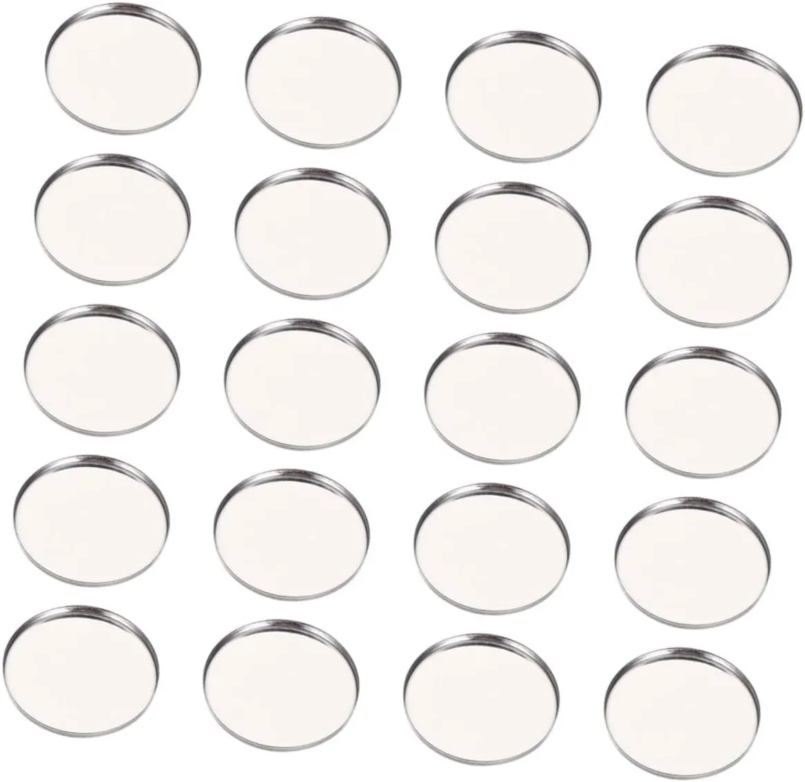 Gatuida 50pcs Eyeshadow Palette Plate Eye Shadow Small Circle Makeup Pans Empty Round Tray Cosmetics Storage Holder Blusher Holder Eyeshadow Sub Package Case Silver Stainless Steel