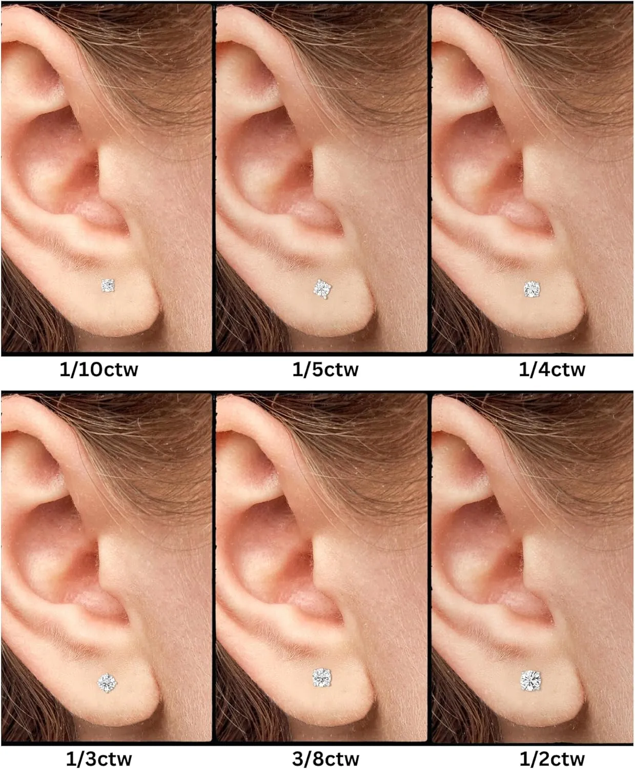 Gilded Lab-Grown Diamond Stud Earrings for Women, Round Cut, 4-Prong, Push Back, 925 Sterling Silver or Gold-Plated, F Color SI1