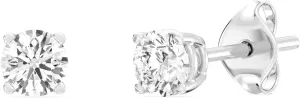 Gilded Lab-Grown Diamond Stud Earrings for Women, Round Cut, 4-Prong, Push Back, 925 Sterling Silver or Gold-Plated, F Color SI1