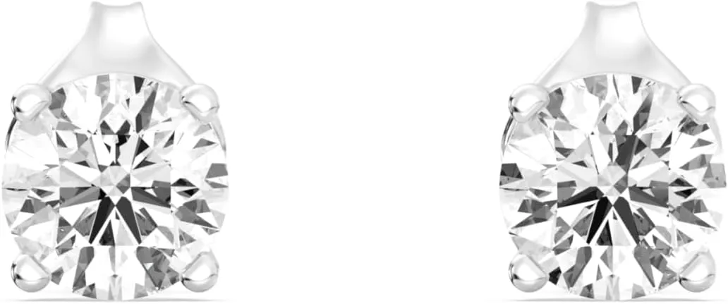 Gilded Lab-Grown Diamond Stud Earrings for Women, Round Cut, 4-Prong, Push Back, 925 Sterling Silver or Gold-Plated, F Color SI1