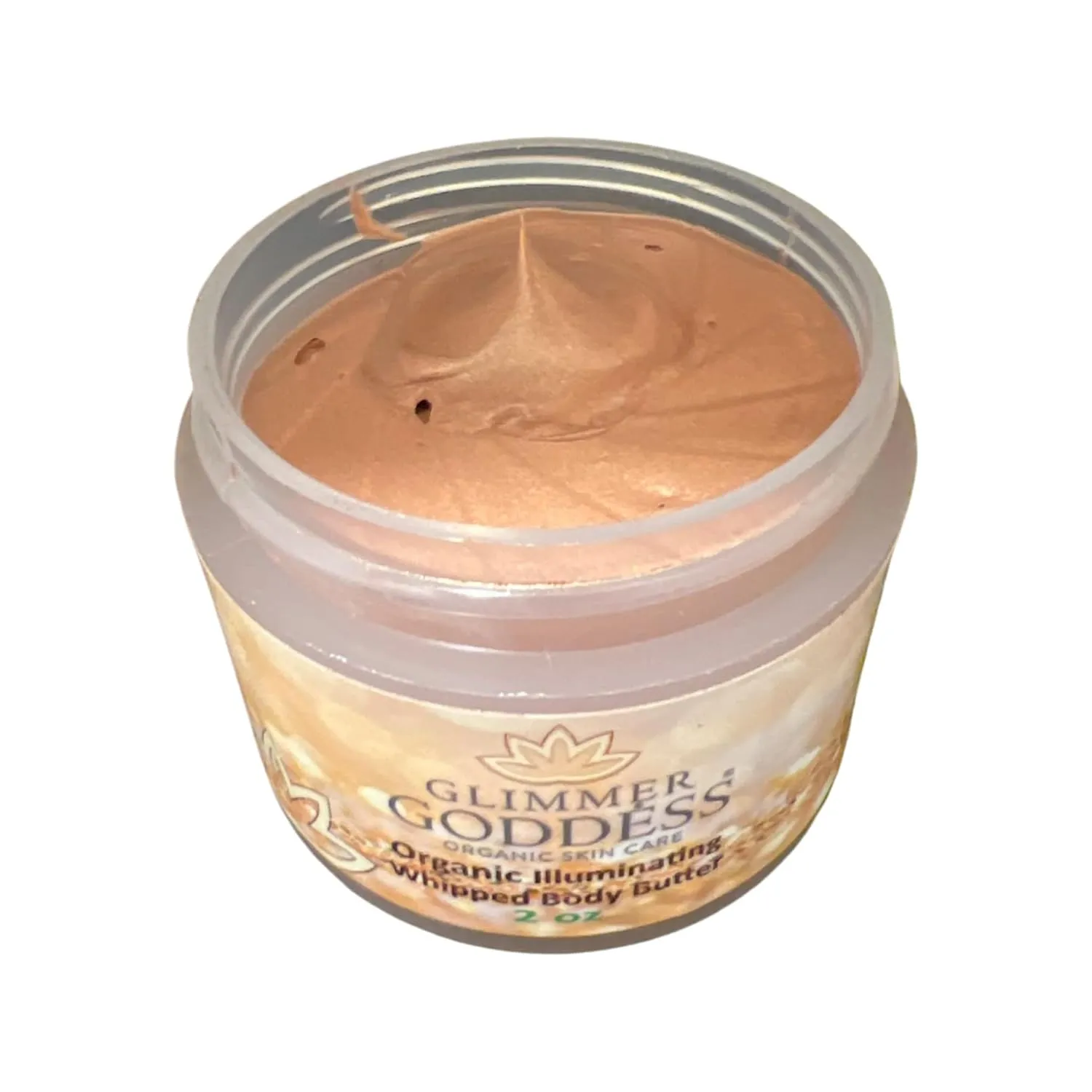 GLIMMER GODDESS Organic Shimmer Body Butter Travel Size 2 oz (Bronze Sexy) - Nourishing, Hydrating, Natural Glow - Vegan, Cruelty-Free, Paraben-Free