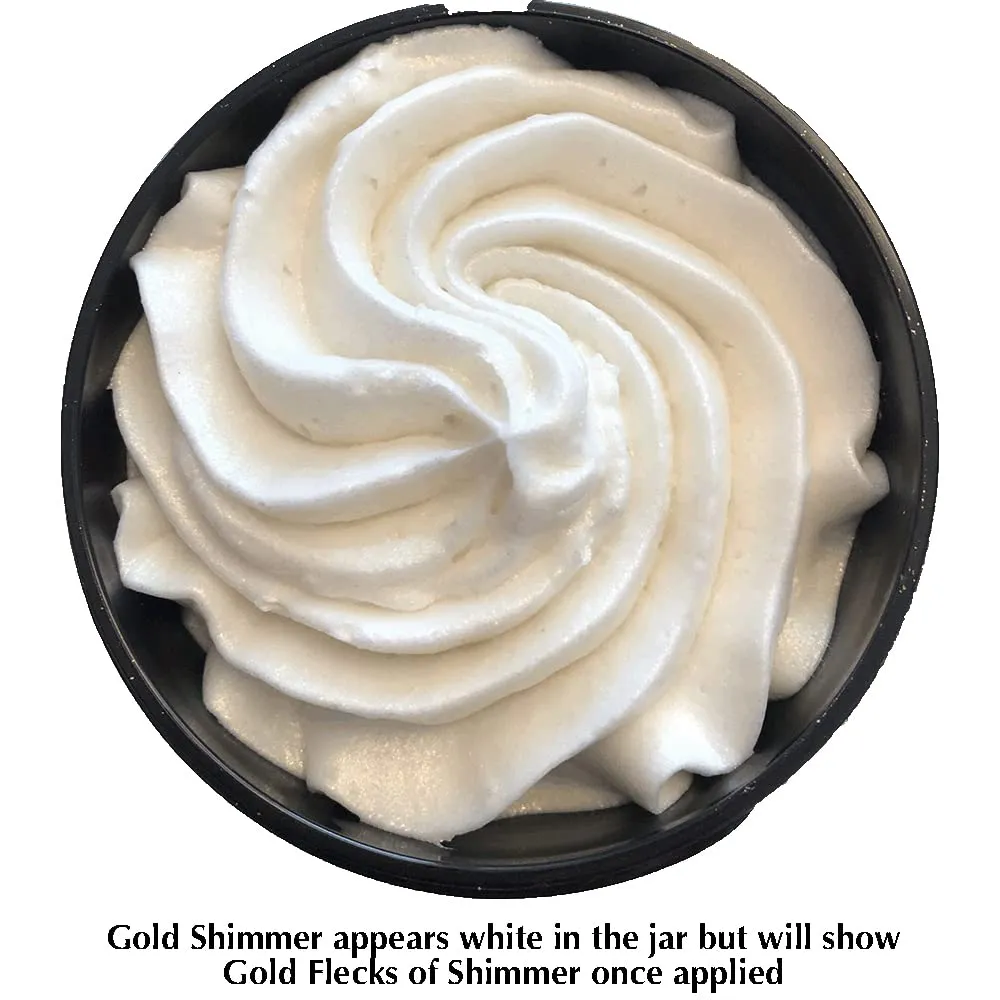 GLIMMER GODDESS Organic Whipped Body Butter - Sexy Level 2 Gold Shimmer - Moisturizing & Nourishing Skincare with Natural Ingredients - Sultry Glow & Hydration - 4.0 oz
