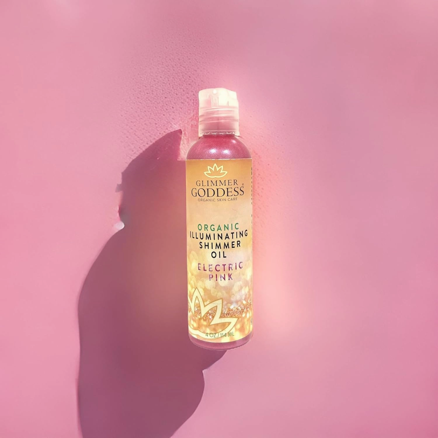 GLIMMER GODDESS Organic Illuminating Shimmer Body & Face Oils, Electric Pink, Radiant Glow & Hydration 4 oz.