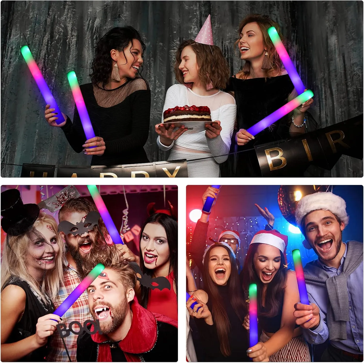 Glow Sticks Bulk -36 Pcs LED Foam Glow Sticks Glow in The Dark Party Supplies, 3 Modes Colorful Flashing Glow Batons for Party, Wedding, Birthday, Raves, Concert, Festivals, Kids Party Favors
