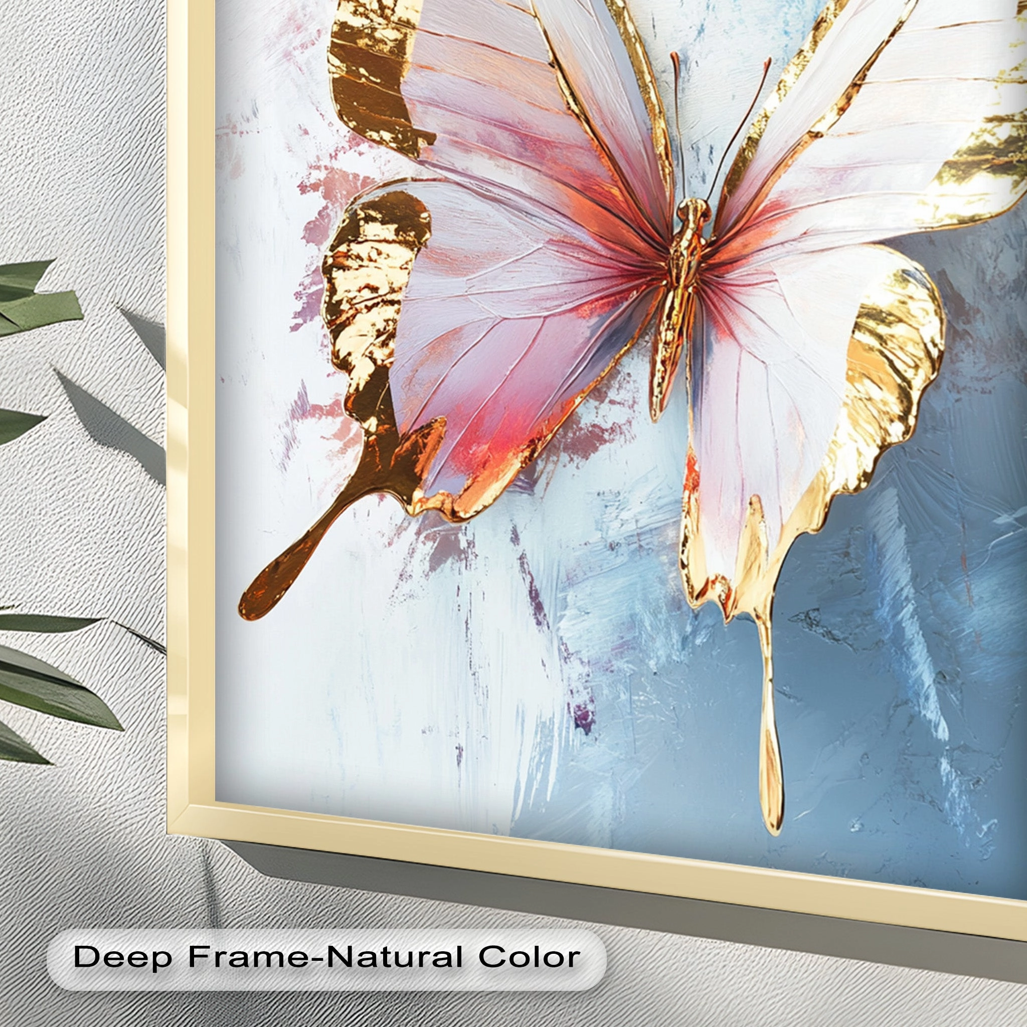 Gold and Blush Butterfly in Motion - Animal Oil Painting