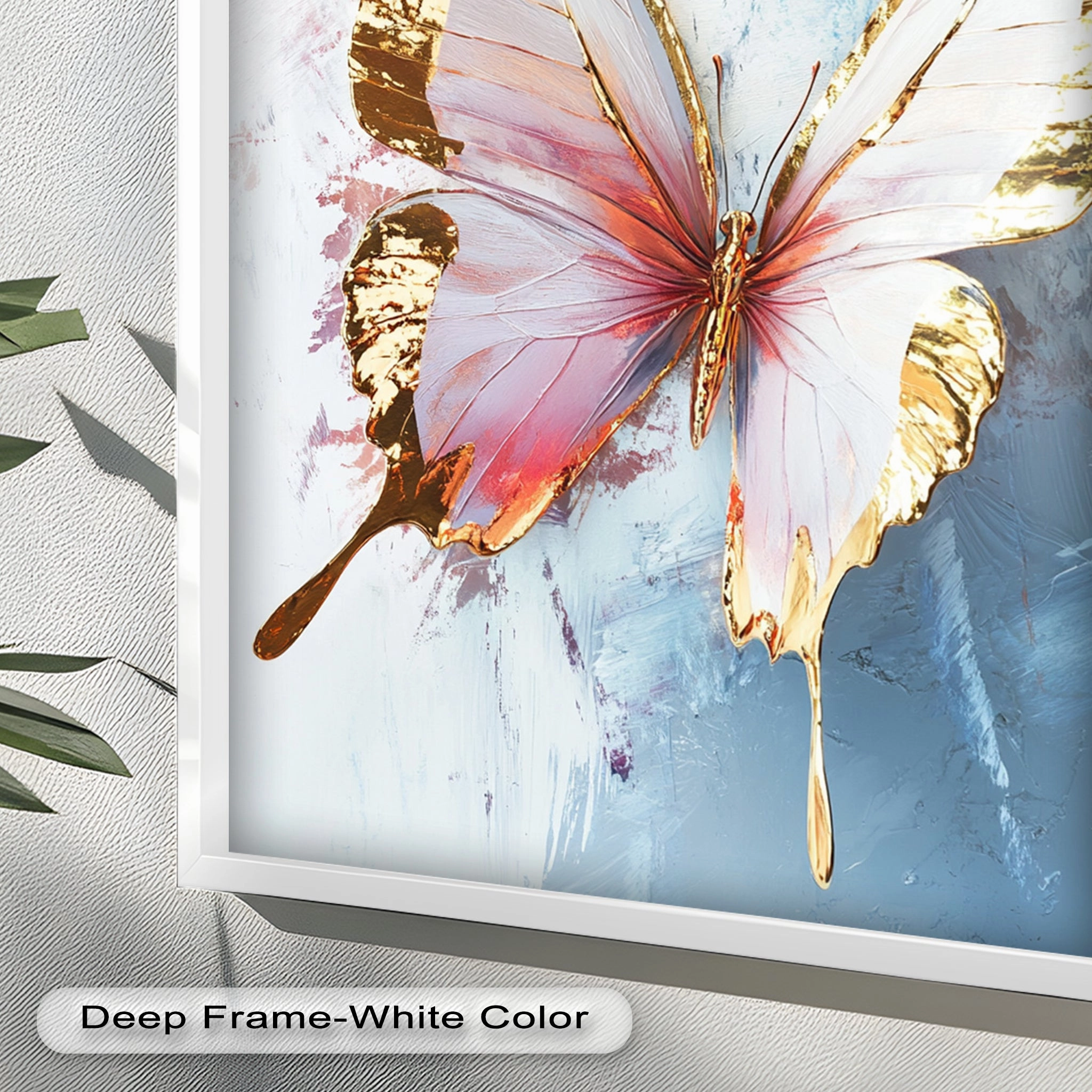 Gold and Blush Butterfly in Motion - Animal Oil Painting