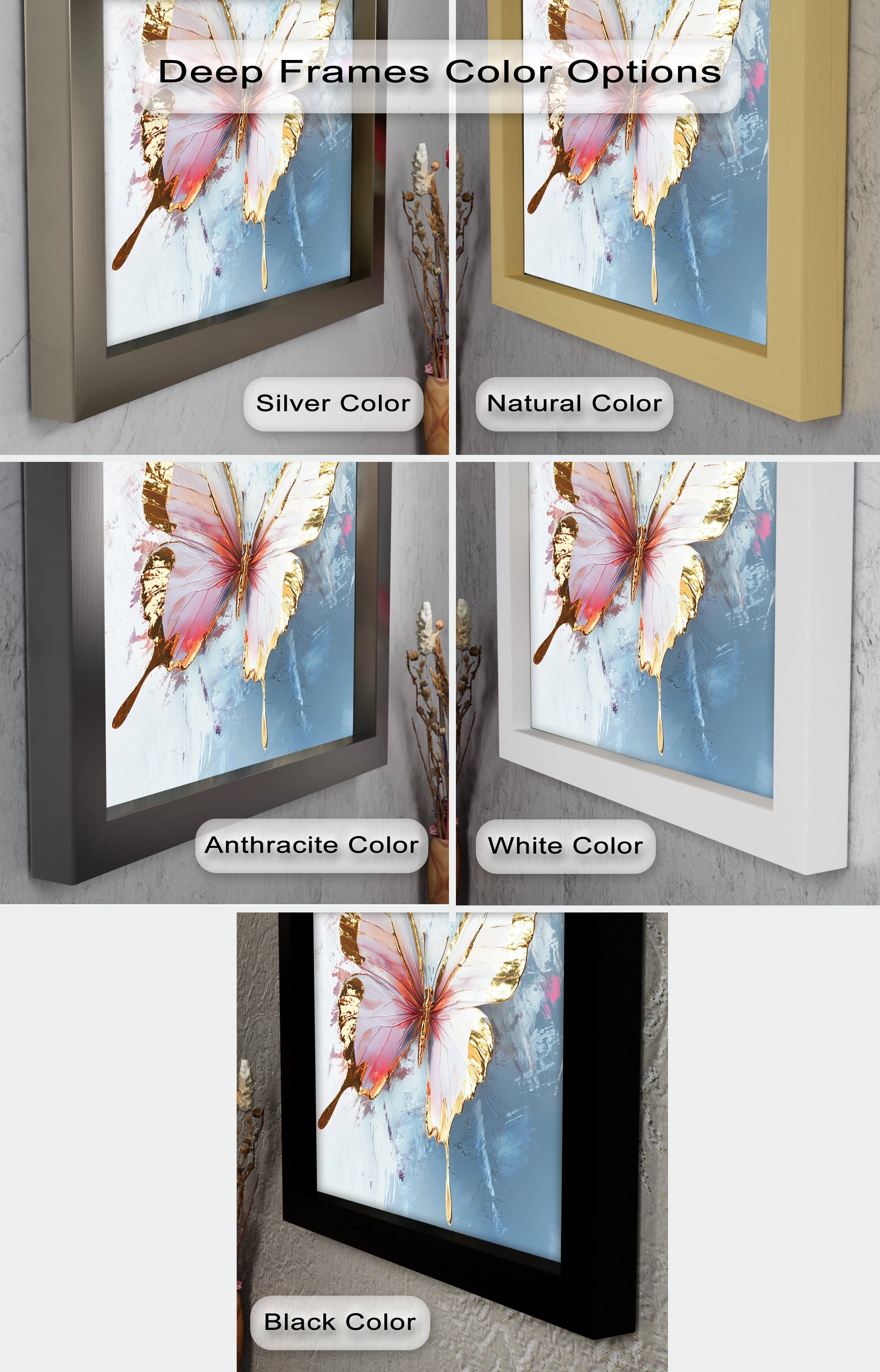 Gold and Blush Butterfly in Motion - Animal Oil Painting