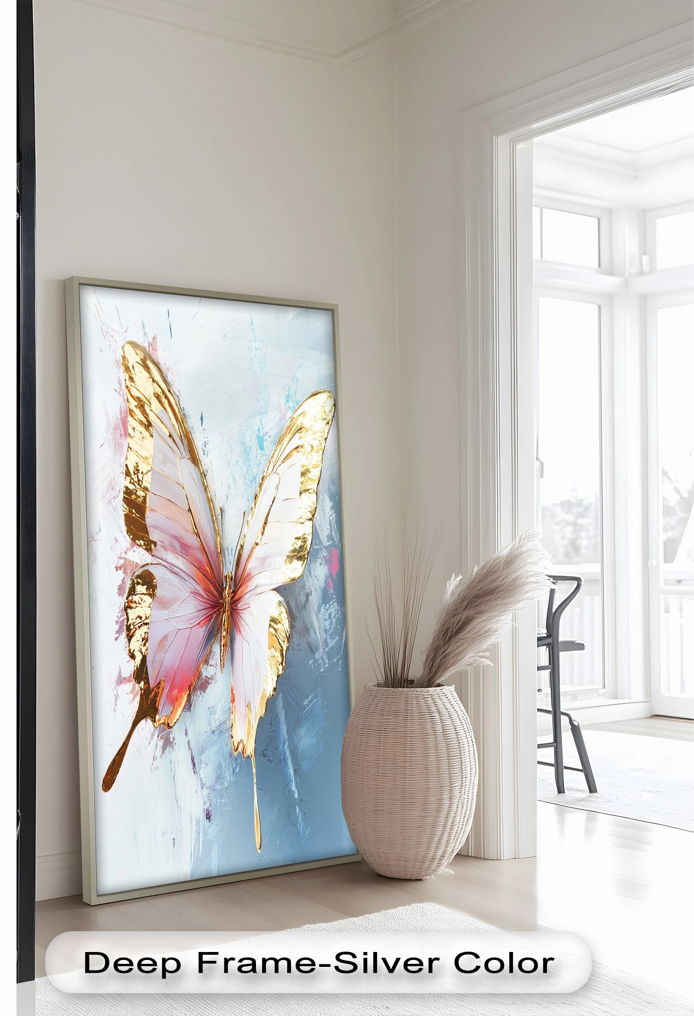 Gold and Blush Butterfly in Motion - Animal Oil Painting