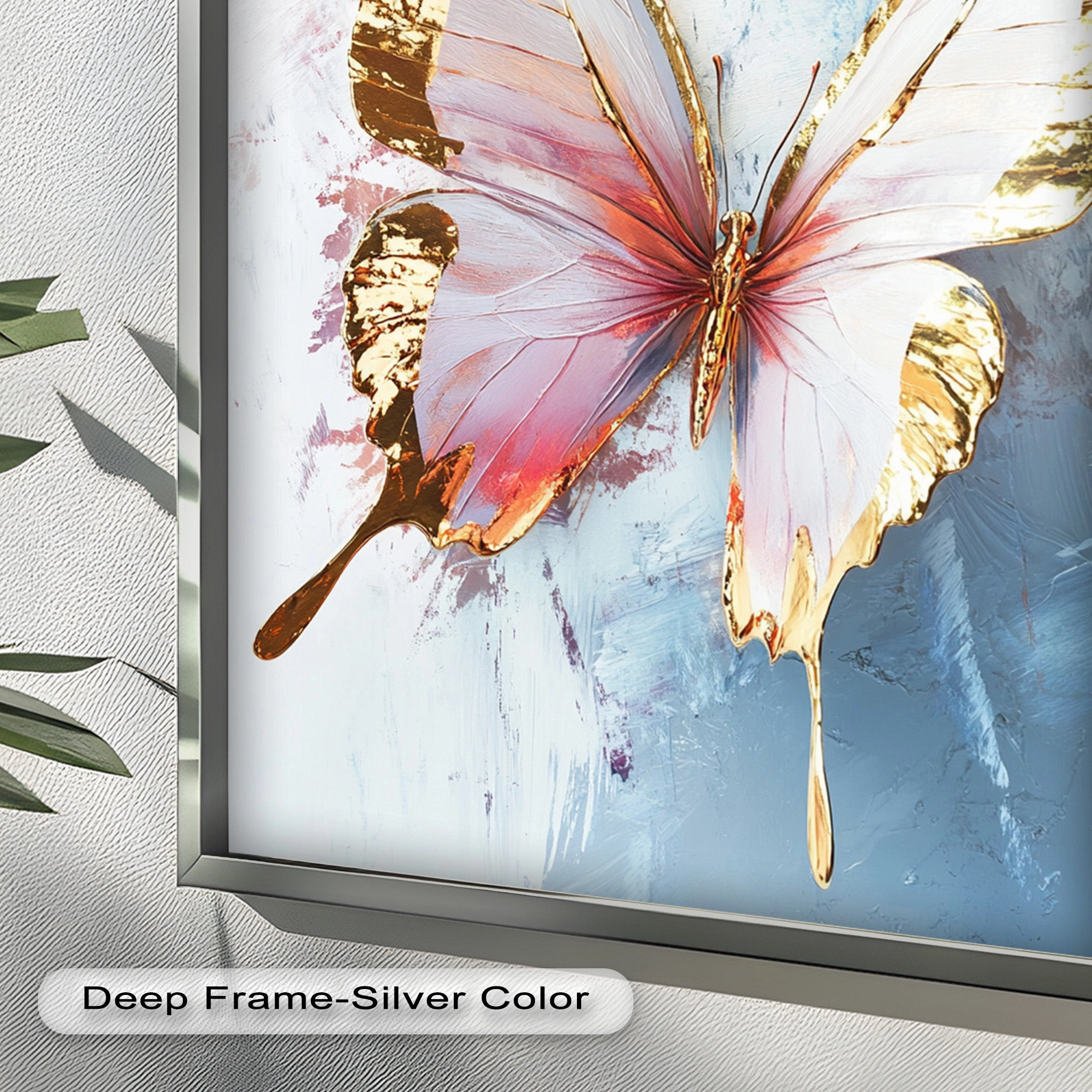 Gold and Blush Butterfly in Motion - Animal Oil Painting
