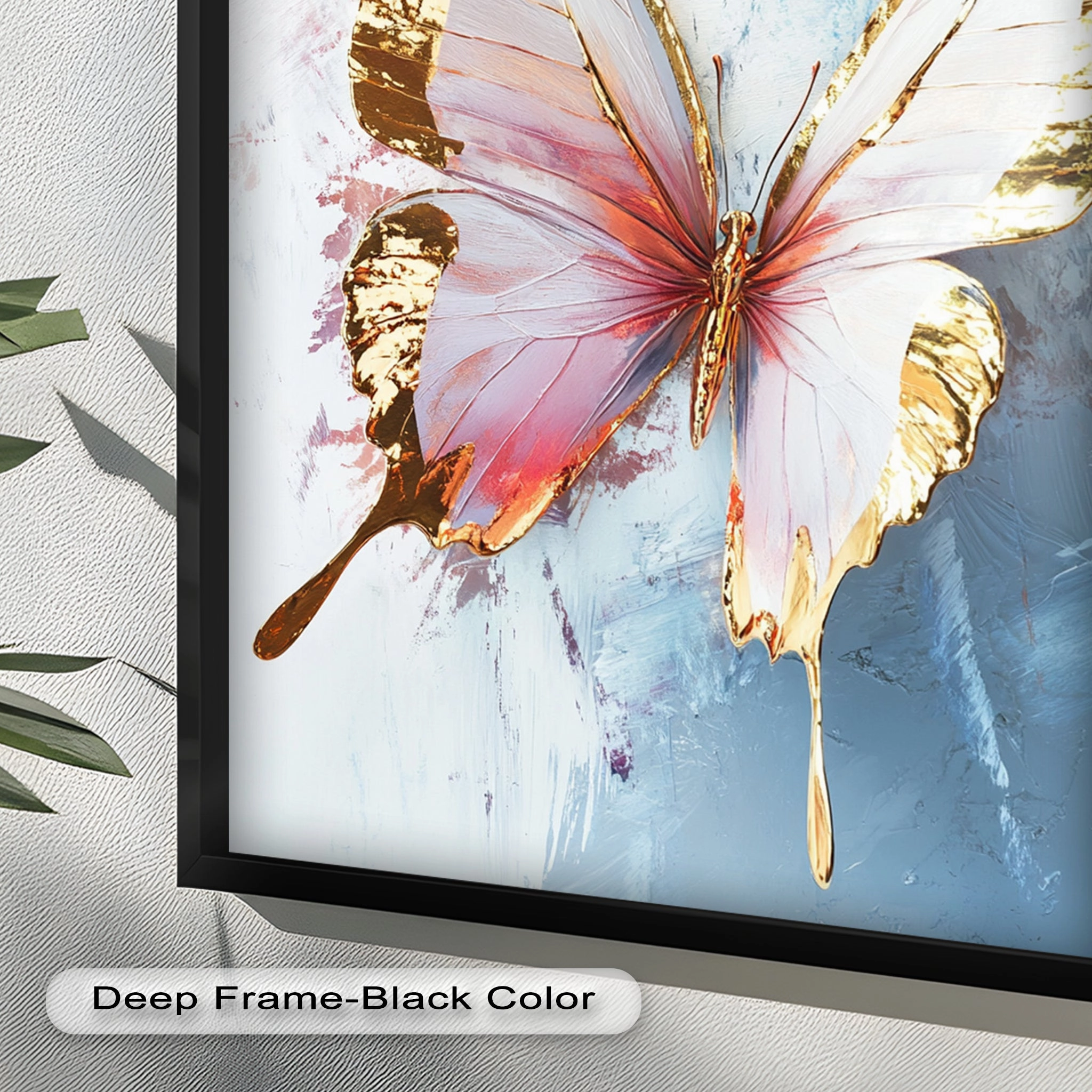 Gold and Blush Butterfly in Motion - Animal Oil Painting