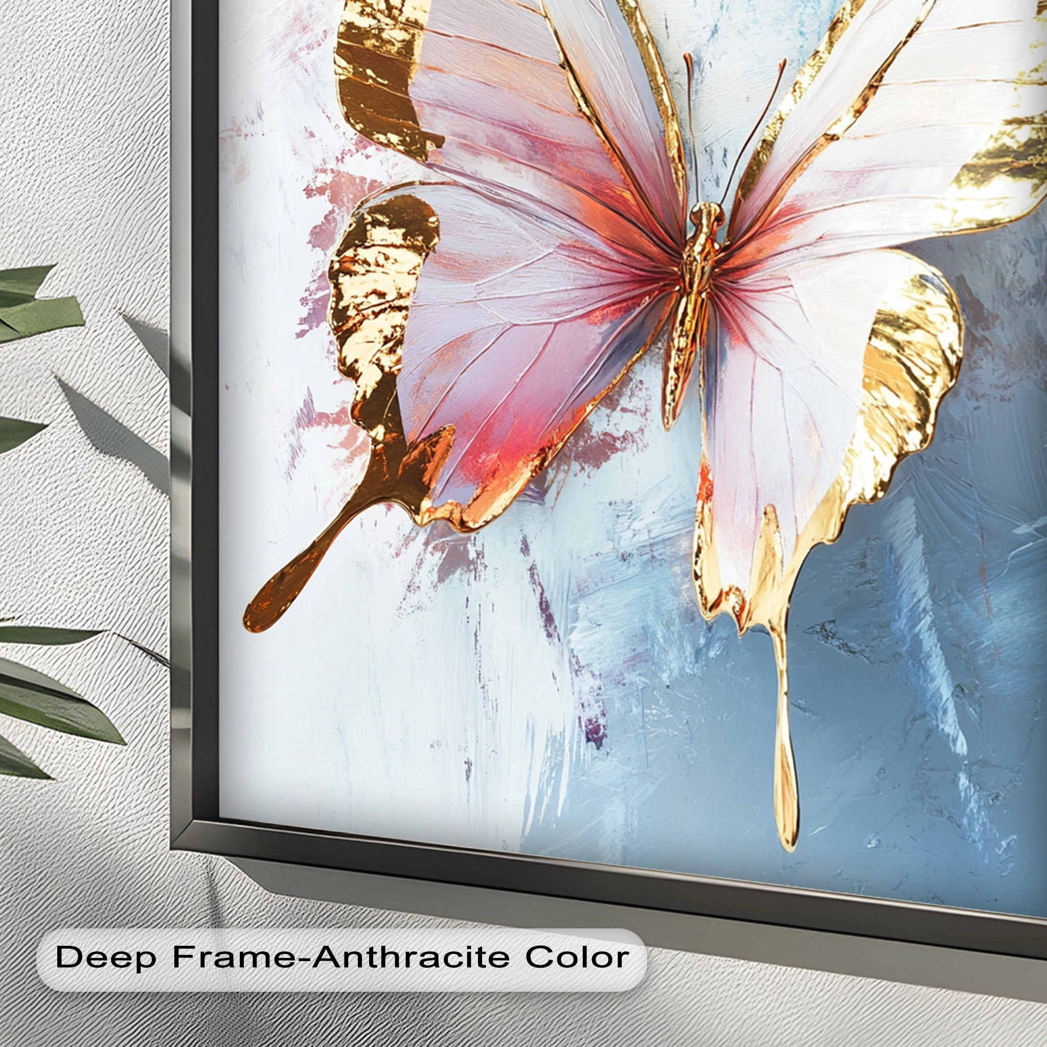 Gold and Blush Butterfly in Motion - Animal Oil Painting