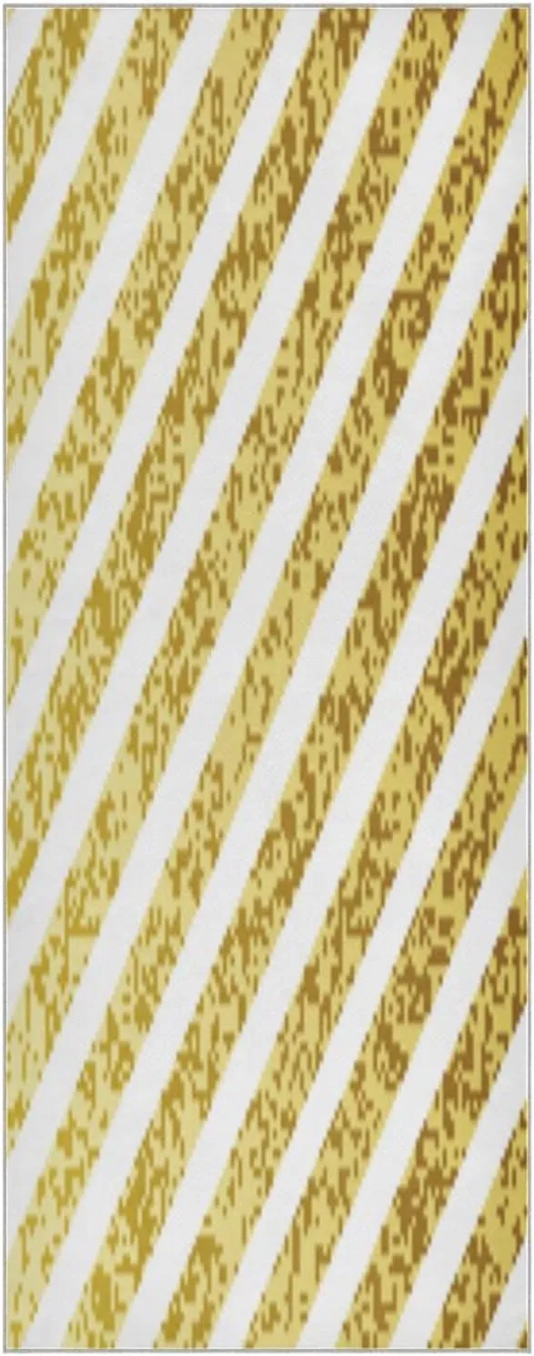 Golden and White Line Yoga Towel,Hot Yoga Mat Towel with Grip Dots Sweat Absorbent Non-Slip for Hot Yoga, 24" x72",Soft Yoga Blankets with Travel Bag,Pilates and Workout