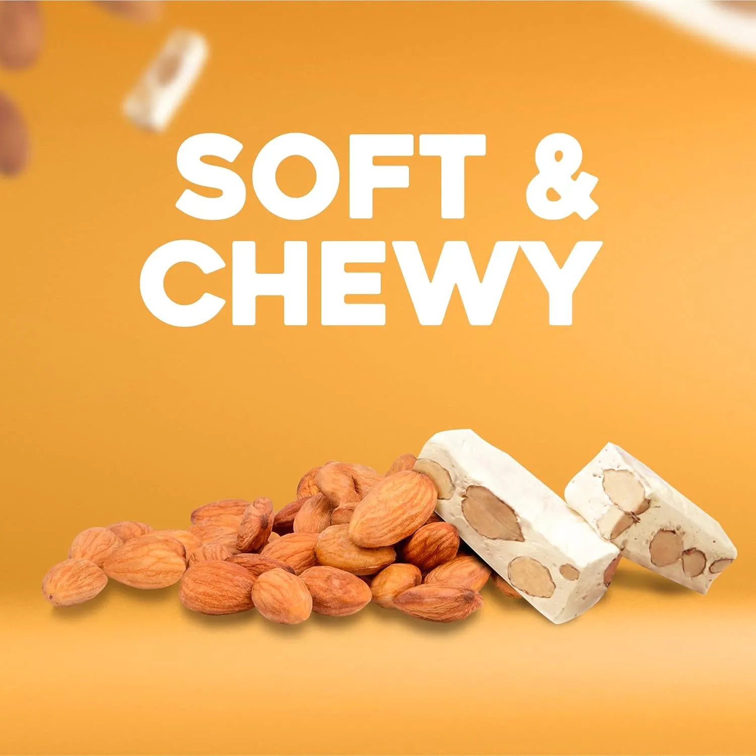 Golden Bonbon Italian Soft Almond Nougat Candy, Individually Packed Chewy, Gluten Free Nougat, Full of Almonds, Halal Candy (16 Oz, Almond Orange)