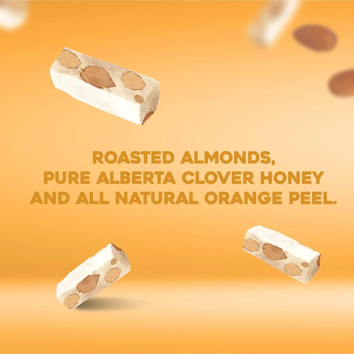 Golden Bonbon Italian Soft Almond Nougat Candy, Individually Packed Chewy, Gluten Free Nougat, Full of Almonds, Halal Candy (16 Oz, Almond Orange)