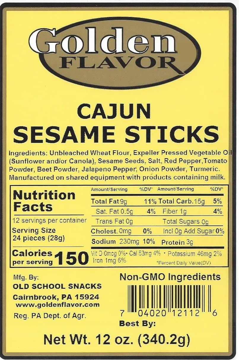 Golden Flavor Sesame Sticks - Cajun - 3 pounds total - (4) 12 ounce bags