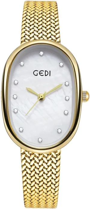 Gosasa Elegant Women's Quartz Watch - Oval Dial, Slim & Cute, Modern Minimalist Design, 30m Waterproof, Mother-of-Pearl Face, Adjustable Stainless Steel Mesh Band
