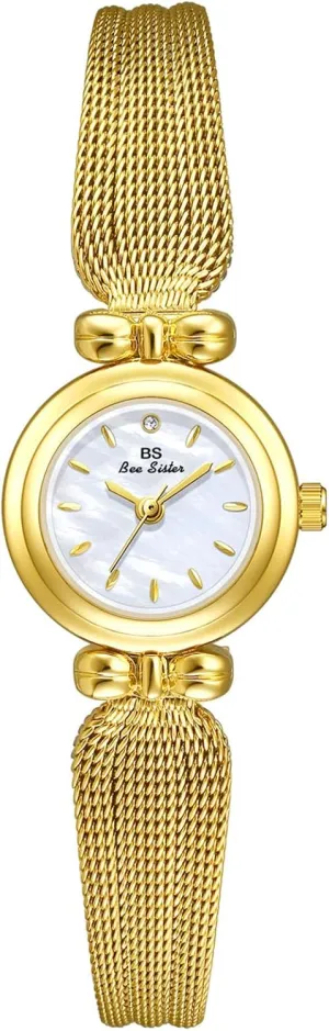 Gosasa Elegant Women's Watch Mesh Strap Stainless Steel Analog Waterproof Ladies Dress Wrist Watch Gift for Women