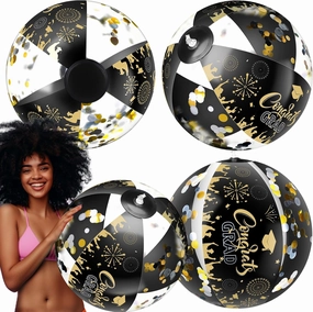 Graduation Beach Balls 2025 Grad Inflatable Glitter Ball 12 Inch Large Inflatable Beach Ball Congrats Grad Party Favors Gifts Decor Party for Seniors