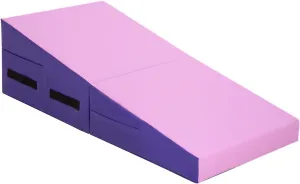 Gymnastics Mat 48"x24"x14" Folding Gymnastics Mat Incline Cheese Wedge Mat Non-slip PVC Surface & Zipper Seal Design Gym Fitness Tumbling Skill Shape Mat for Kids Girls Adult, Pink