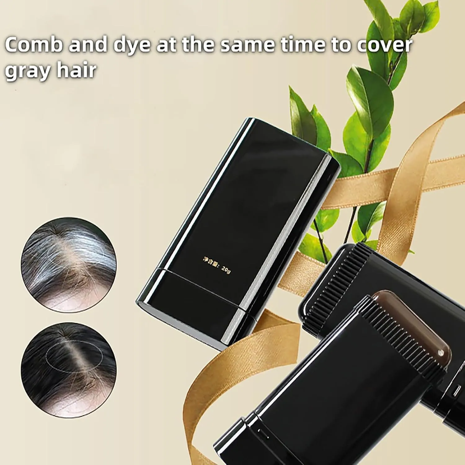 Hair Color Stick, Yuaonew Hair Stick, Bosuyo Ultimate Hair Dye Comb 20ml Waterproof, White Hair Concealer for Women, Waterproof and Sweat-Proof Ha𝗶r Dye C𝐨mb