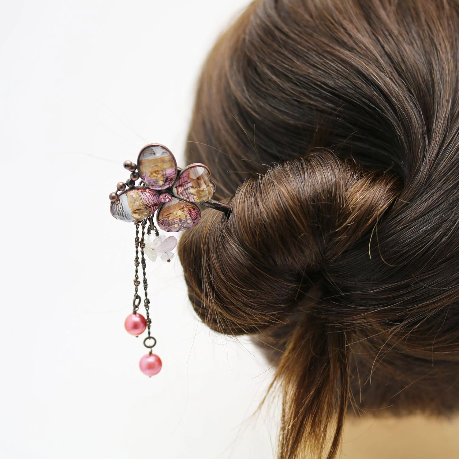 Hair Stick Rose Quartz Pearl Pink