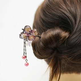 Hair Stick Rose Quartz Pearl Pink