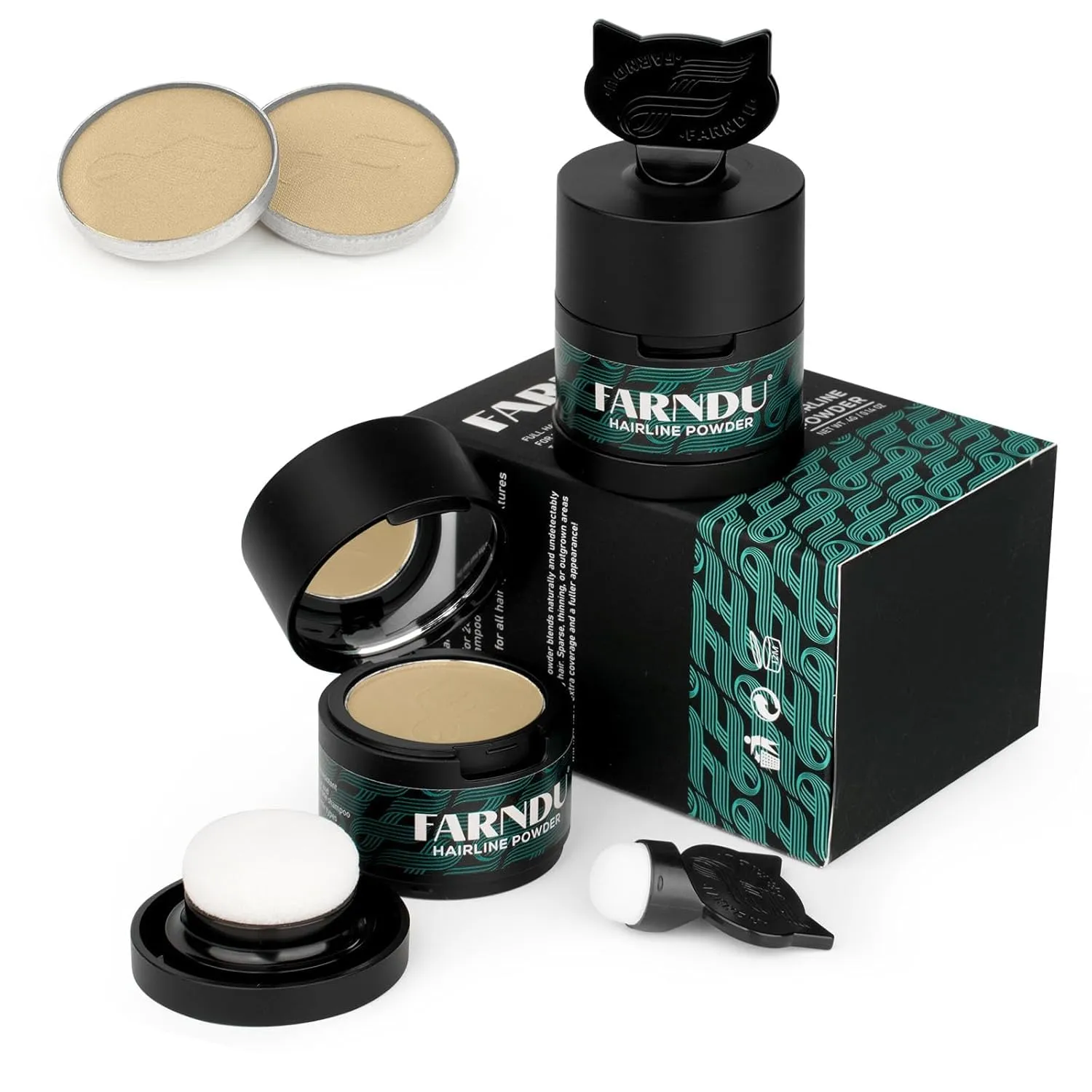 Hairline Powder 12g, Instantly Hair Root Touch Up, Hair Color Powder, Bald Spots Hair Color Concealer for Women & Men, 24-Hour Stain-Proof, Includes 2 Refills, for Thinning Hair, Medium Blonde