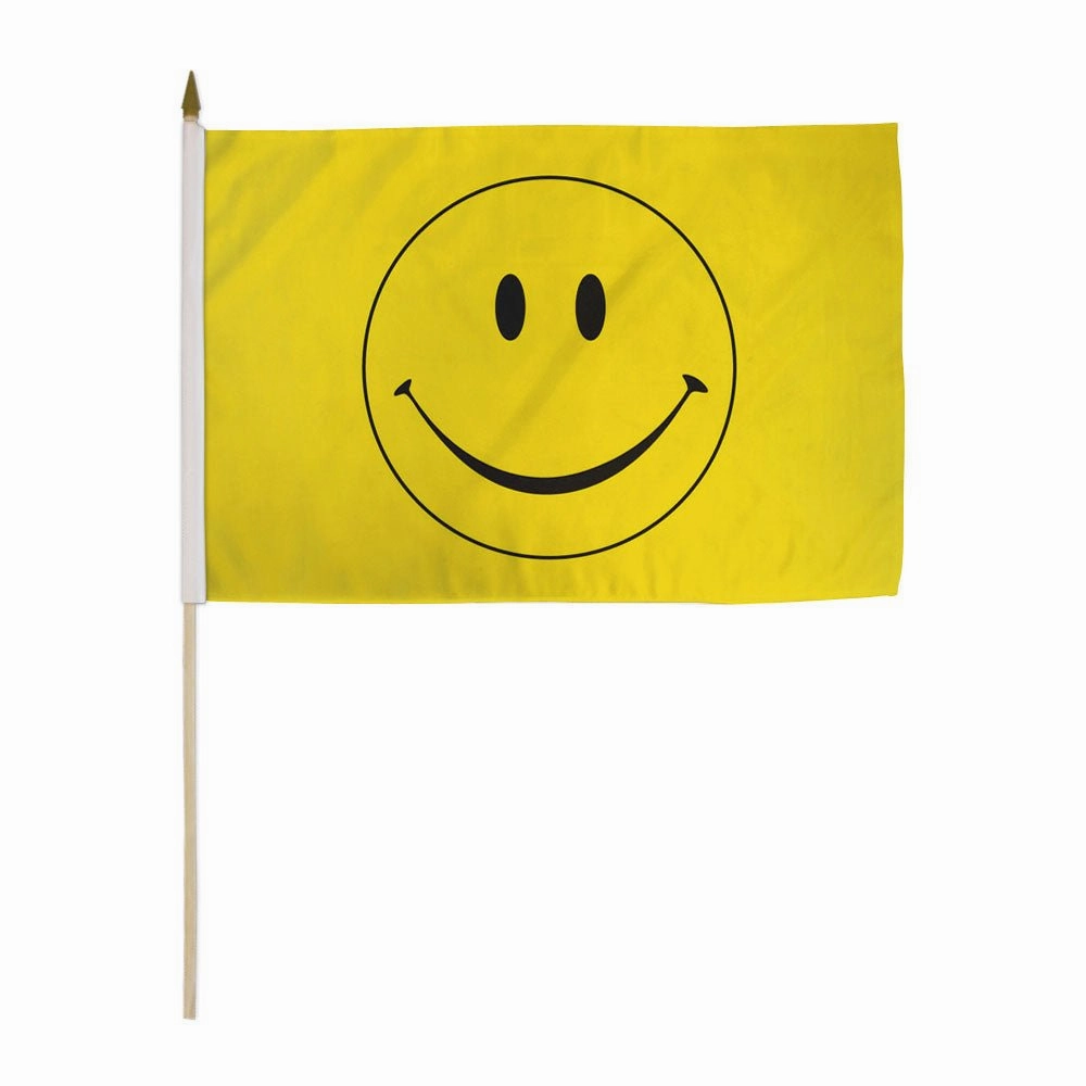 Happy Face (Yellow) 12x18in Stick Flag