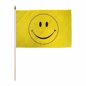 Happy Face (Yellow) 12x18in Stick Flag
