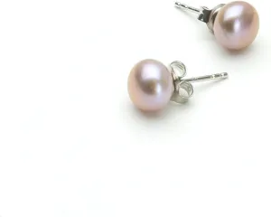 HinsonGayle Handpicked 7.5-8mm Button Shaped Freshwater Cultured Pearl Stud Earrings Sterling Silver
