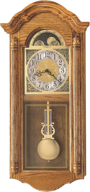 Howard Miller Fenton Wall Clock, Crystal Glass Golden Pendulum Wall Clocks, Analog Display Ave Maria Chime Movement Perfect for Living Room & Home Decor, Home Shape Portable Clock