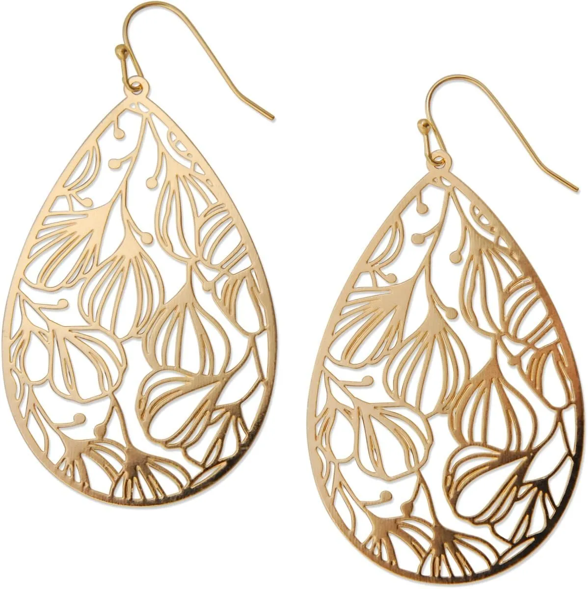 Humble Chic Teardrop Dangle Earrings for Women - Gold, Rose, or Silver Tone Delicate Lightweight Filigree Statement Earrings