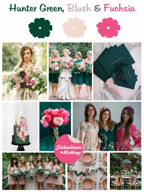 Hunter Green, Blush and Fuchsia Color Robes - Premium Rayon Collection