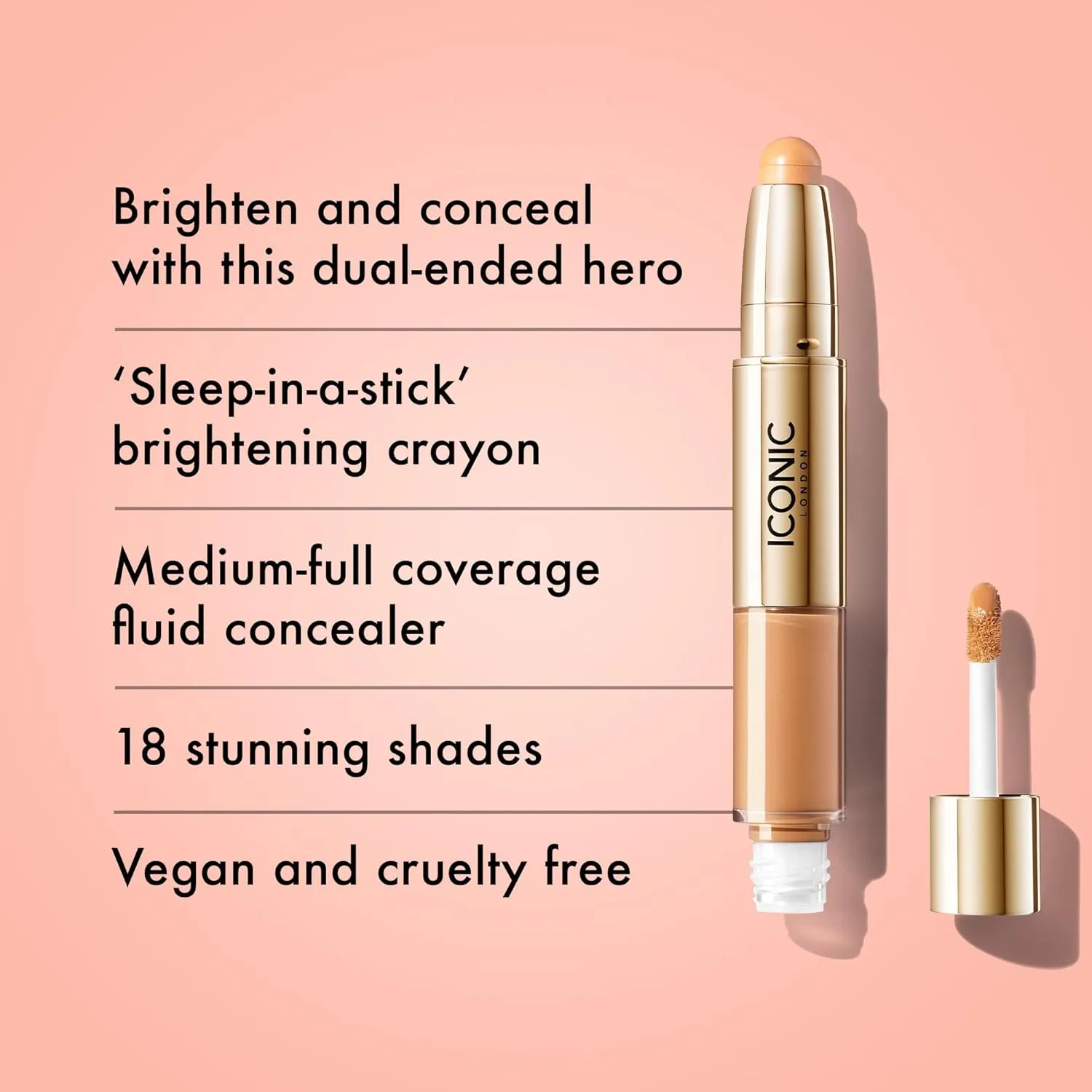 ICONIC LONDON Radiant Concealer & Brightening Duo | Creamy Liquid   Brightening Crayon Dual Ended Concealer, Cruelty Free, Vegan Makeup