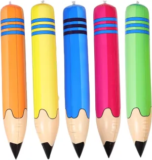 Inflatable Pencil Toys Set 5pcs Large Pencil Decorations for Classroom Back to School Birthday Party Decorations
