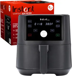 Instant Pot Vortex 6QT XL Air Fryer, 4-in-1 Functions that Crisps, Roasts, Reheats, Bakes for Quick Easy Meals, 100  In-App Recipes, is Dishwasher-Safe, from the Makers of Instant Pot, Black