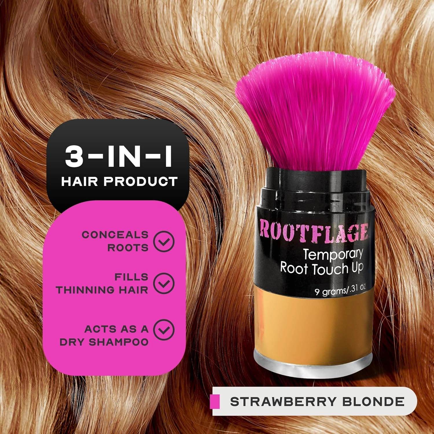 Instant Touch Up Hair Powder | Temporary Hair Color & Root Concealer | Available in Blonde, Brunette and 10 Other Hair Shades | Includes Applicator with Detail Brush (11 Strawberry Blonde)