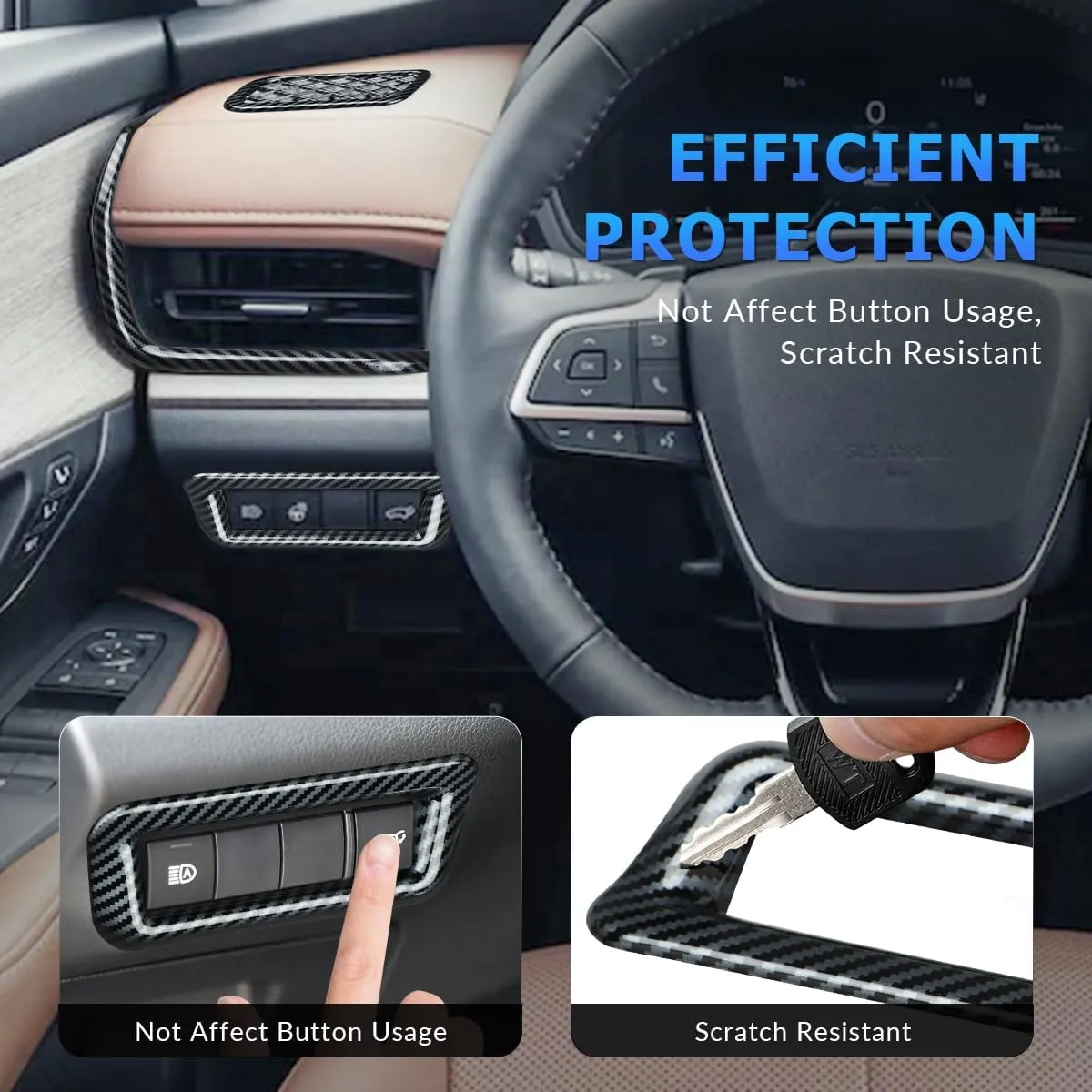 INTGET Armrest Box Switch Trim Cover for Toyota Grand Highlander Accessories 2024 2025 ABS Carbon Fiber Center Console Storage Box Panel (5 PCS Air Vent Outlet Cover Kits, Carbon Fiber Pattern)