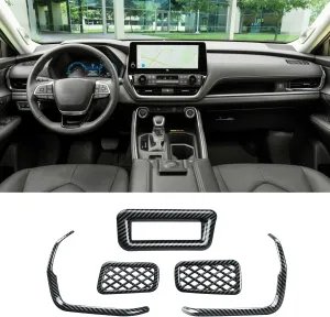 INTGET Armrest Box Switch Trim Cover for Toyota Grand Highlander Accessories 2024 2025 ABS Carbon Fiber Center Console Storage Box Panel (5 PCS Air Vent Outlet Cover Kits, Carbon Fiber Pattern)